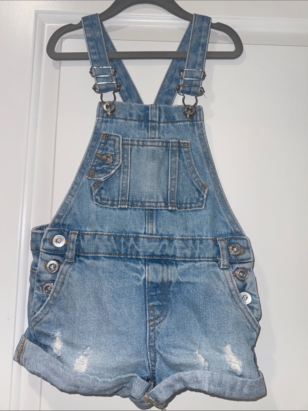 Zara Light Blue Denim Short Overalls